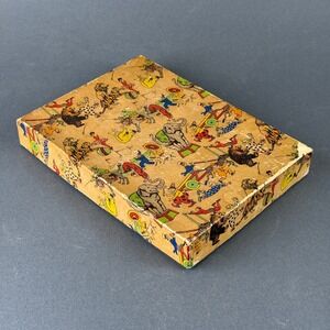 Unbranded Vintage Circus Print Cardboard Storage Box Kids 7"x9" Good Animal